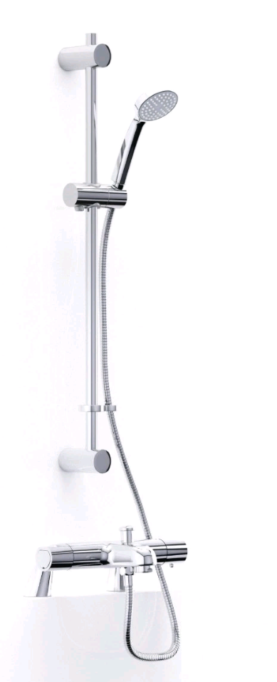 Bath filler with shower riser 