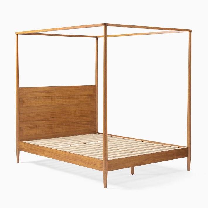 West Elm Acorn Wood Canopy Bed – Like New Condition