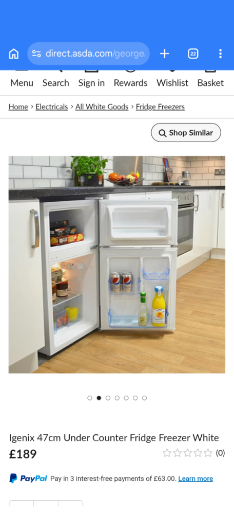 Igenix 47cm Under Counter Fridge Freezer White