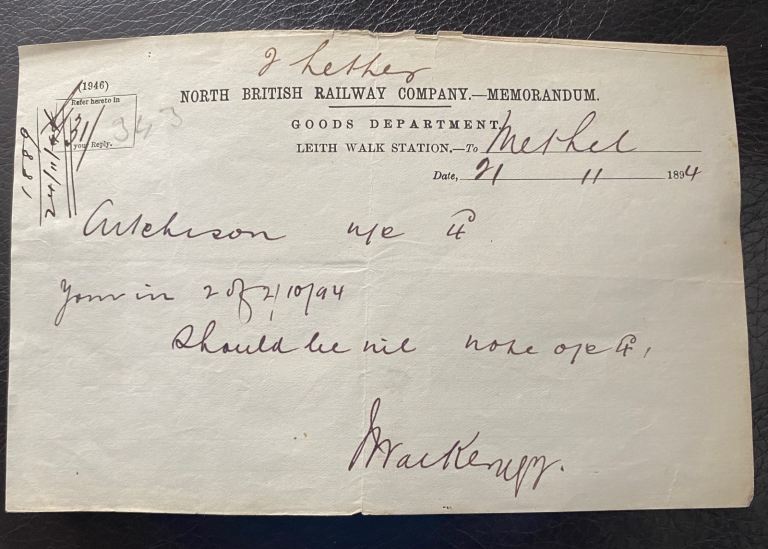 North British Railway Memoranda - Vintage Documents