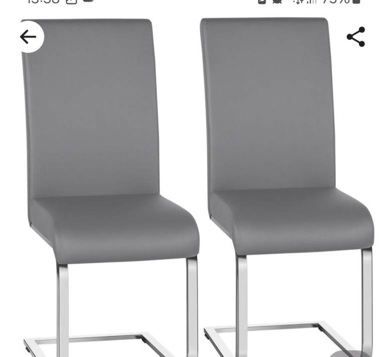 image for Set of 6 grey faux leather dining chairs