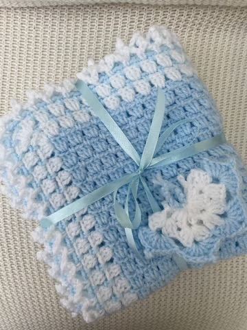 Crocheted Baby Boy Blanket Handmade Brand New (Sorry it’s now sold) Please enquire)