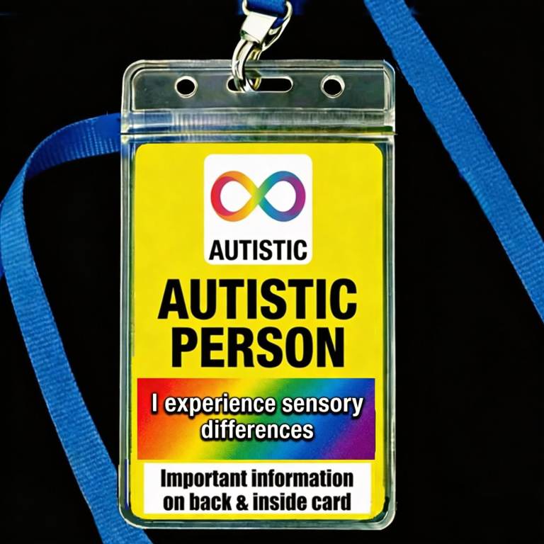 New Autistic Person Lanyard & Card Holder – Info on back.  Price includes Royal Mail 2nd class post.