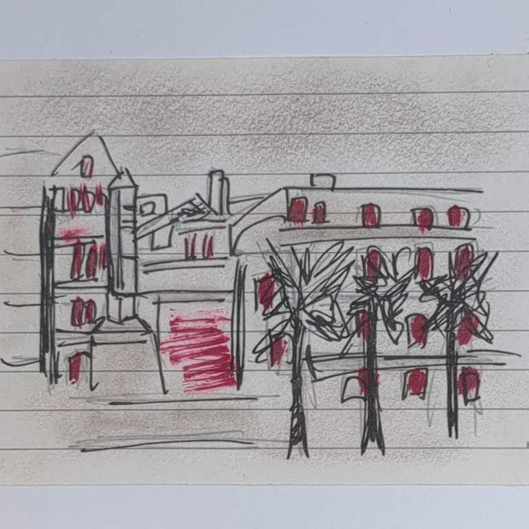 Original sketch on paper 'A Small Town' #sketch   
