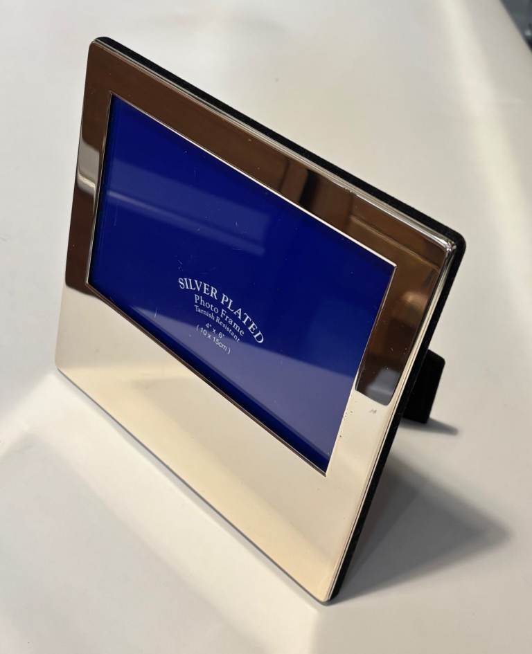 Silver Plated Photo Frame free standing for 4" x 6" photo - With engraving space
