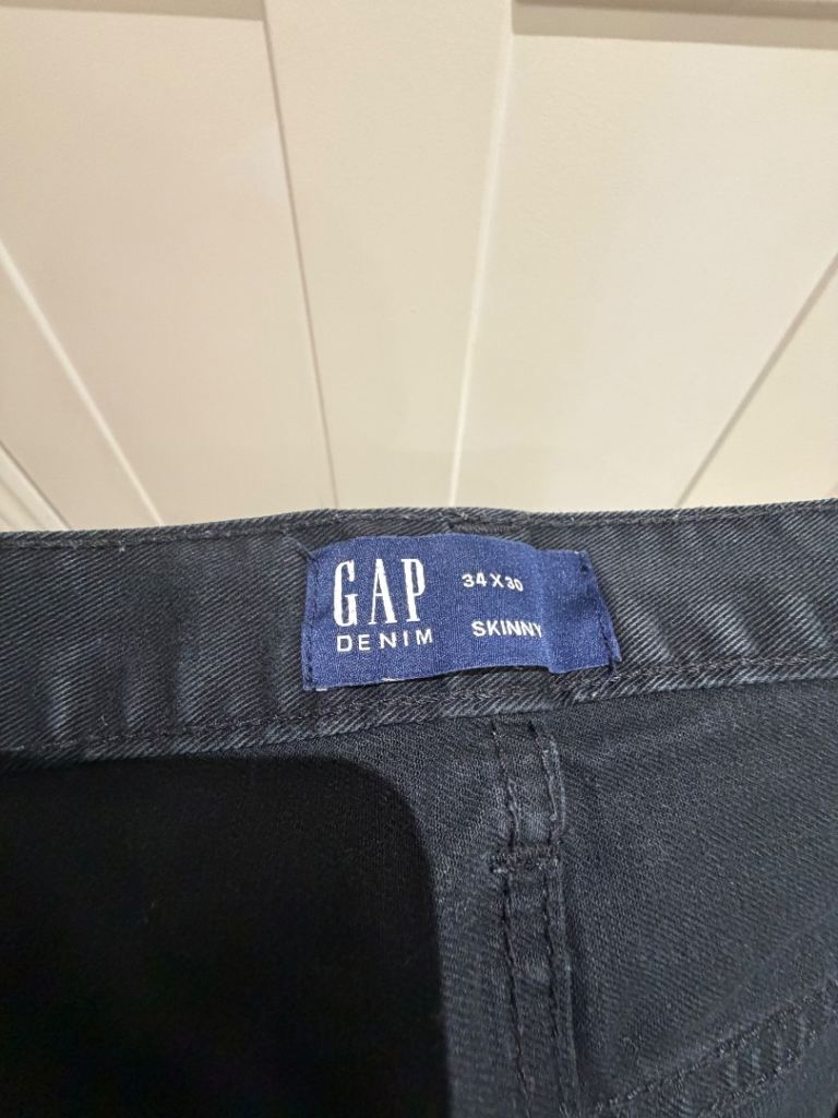 GAP Skinny Denim Jeans - Black, Size 34x30, Good Condition