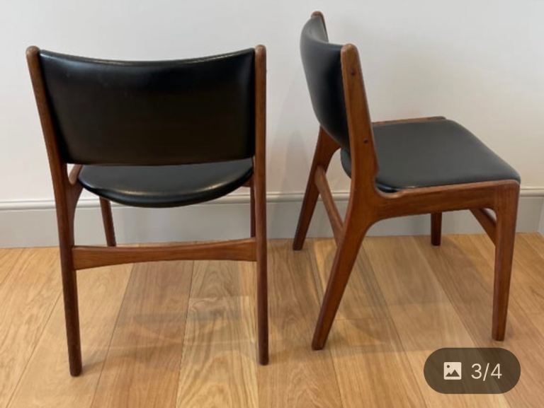 2 midcentury danish dining chairs by Erik Buch MCM