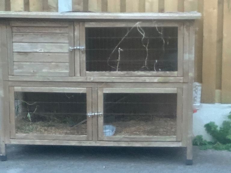 Large outdoor rabbit cage.