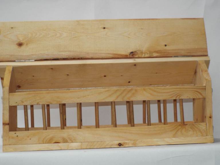 Handmade wooden pigeon , chicken feeder  