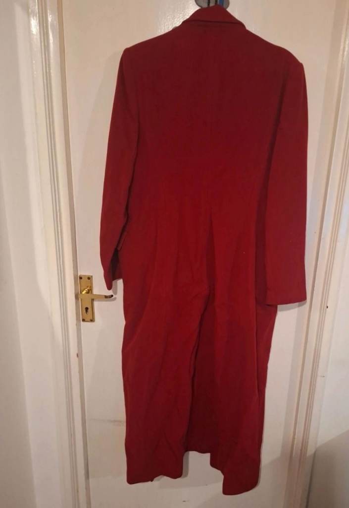 Lovely Red Wool Blend Long Coat, UK Size 14