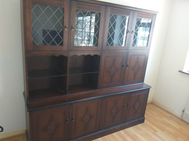 Solid Wood Display Cabinet/Sideboard – Good Condition