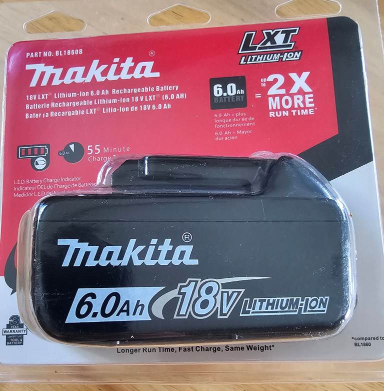 6.OAh and 5Ah Makita 18v battery  BL1860B 