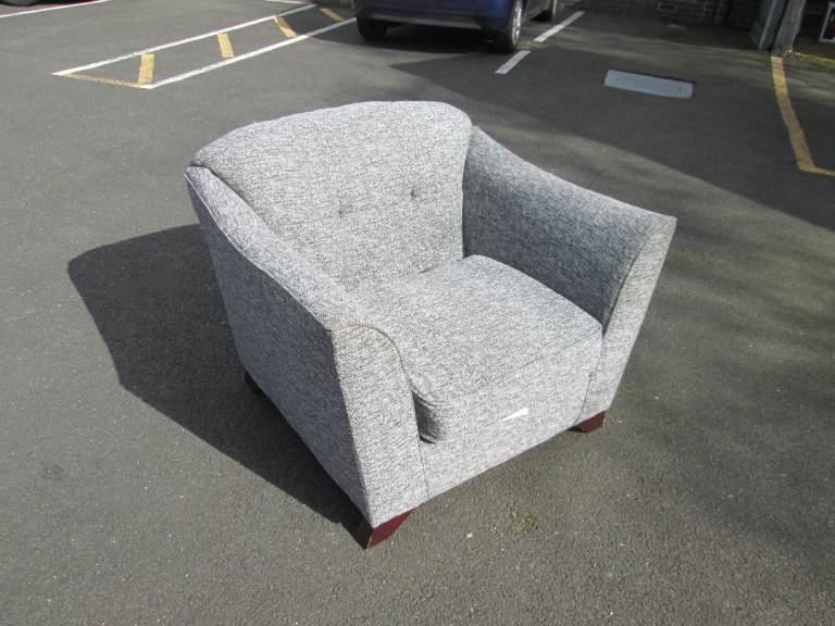 FULL-SIZE GREY FABRIC ARMCHAIR at HAVEN TRUST CHARITY SHOP