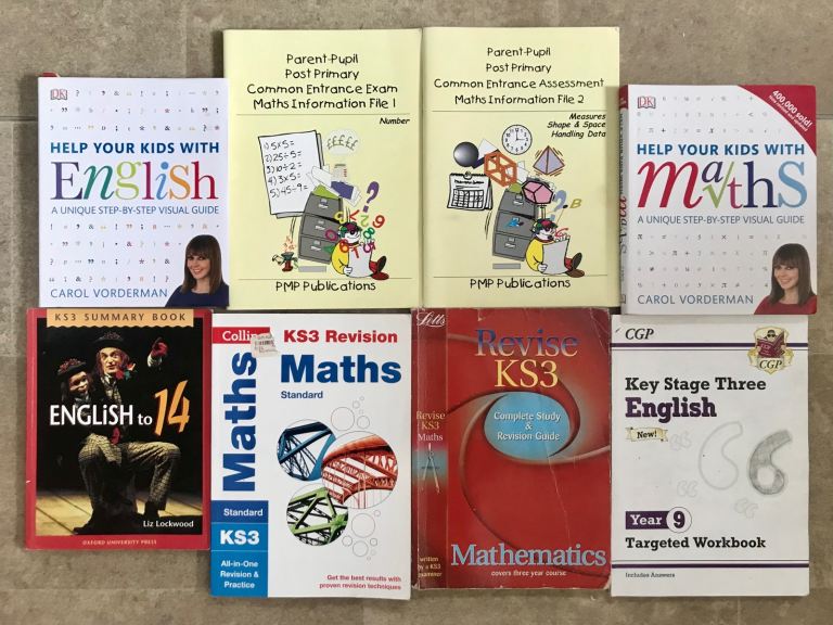 KS3 Maths English text book bundle Oxford University Press Collins Letts CGP DK PMP Publications 