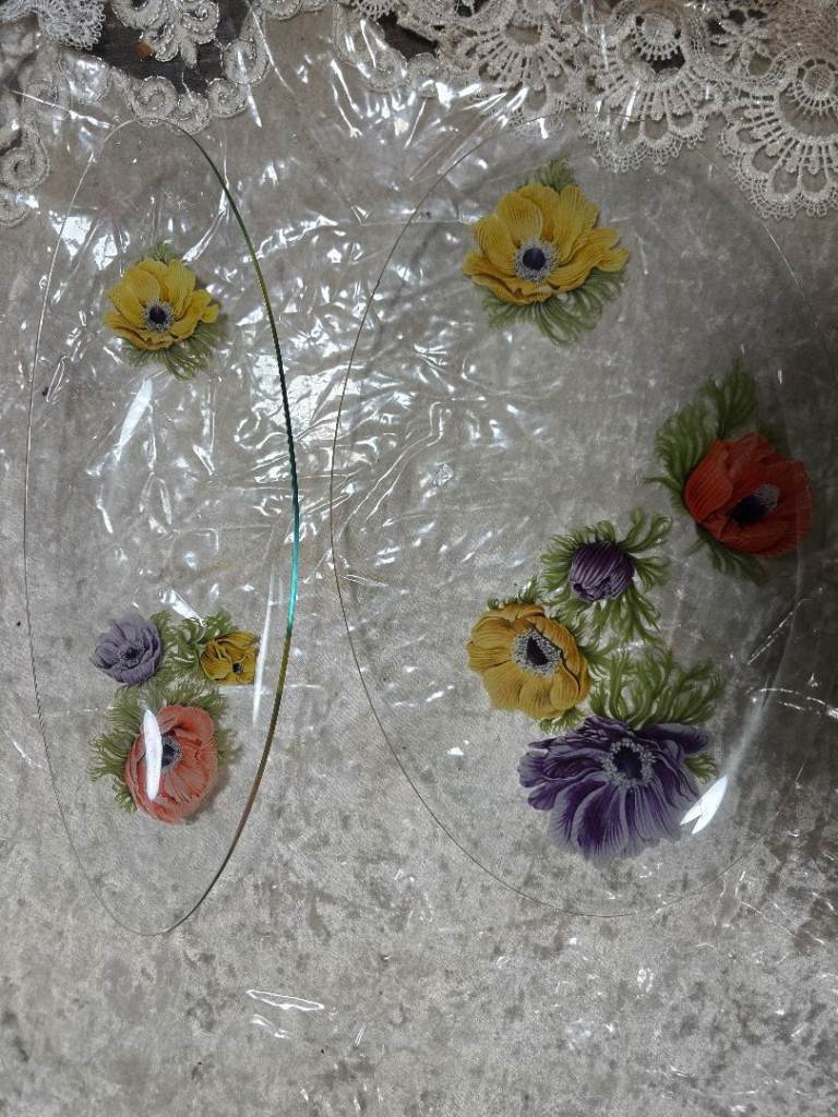 Decorative Glass Trays with Floral Design – Set of 2