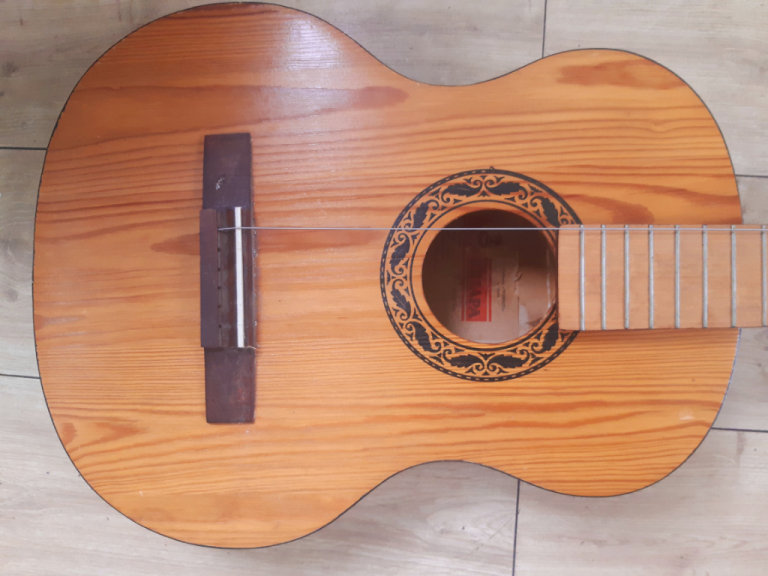 Vintage Antique UKRAINIAN 3/4 Parlor Solid Tone Woods Electro Acoustic Guitar