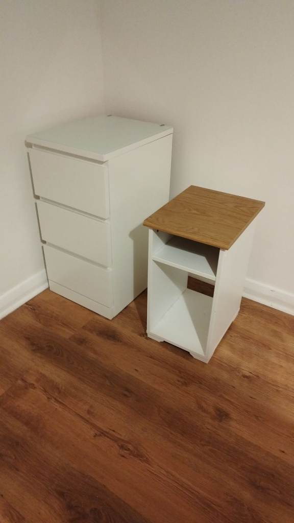 Wood and white bedside table