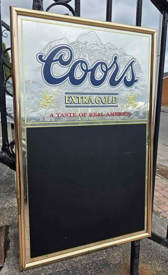 Coors Extra Gold Mirror with Chalk Board Breweriana