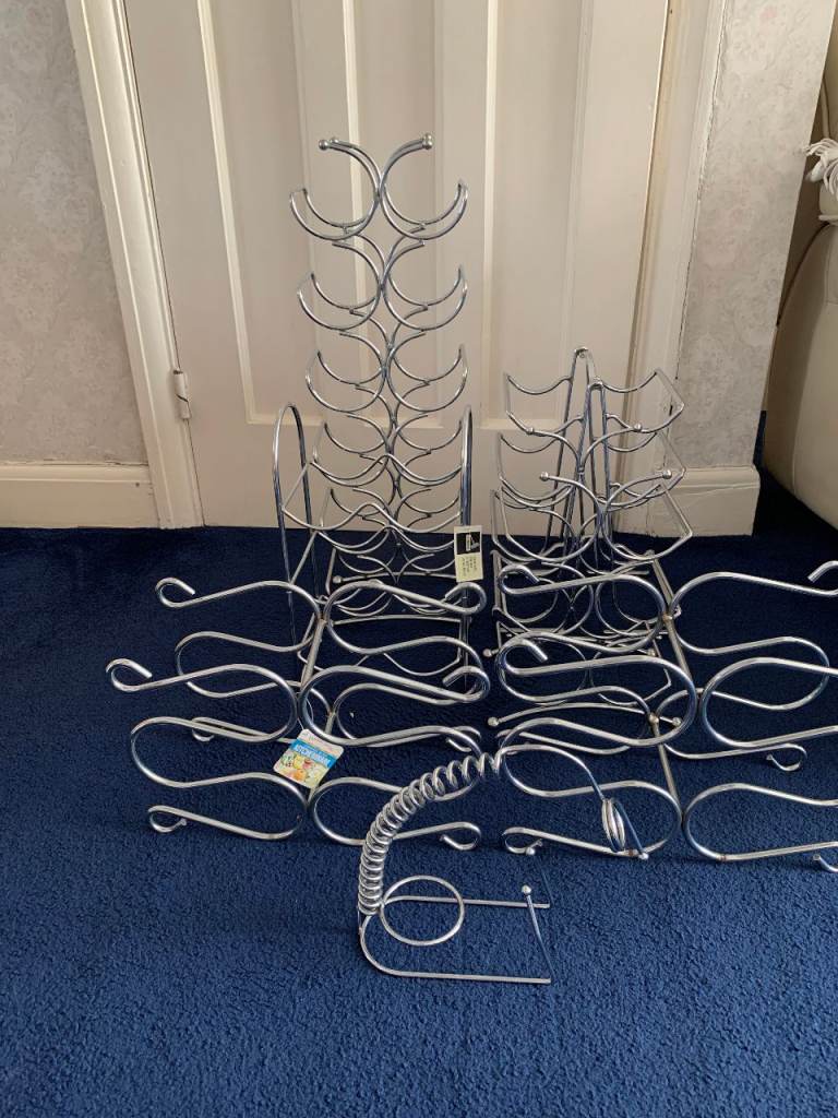 Chrome 6 or 8 or 12 Bottle Wine Rack and Chrome Spring Wine Bottle Holder
