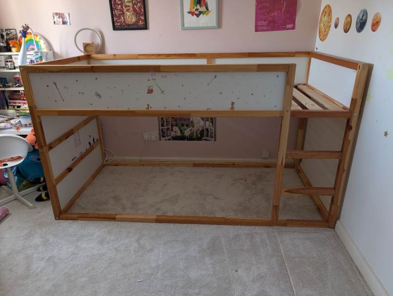 IKEA KURA Kids Reversible Bed - White & Pine, 90x200cm