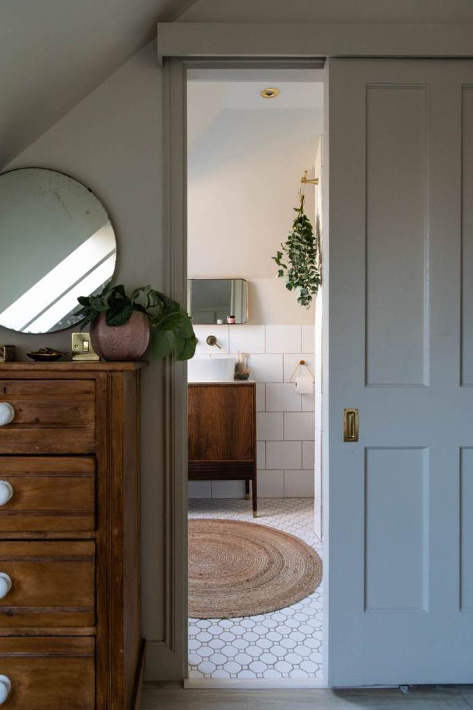 Original Mid-Century sideboard /cabinet / with counter-top bathroom basin / sink 