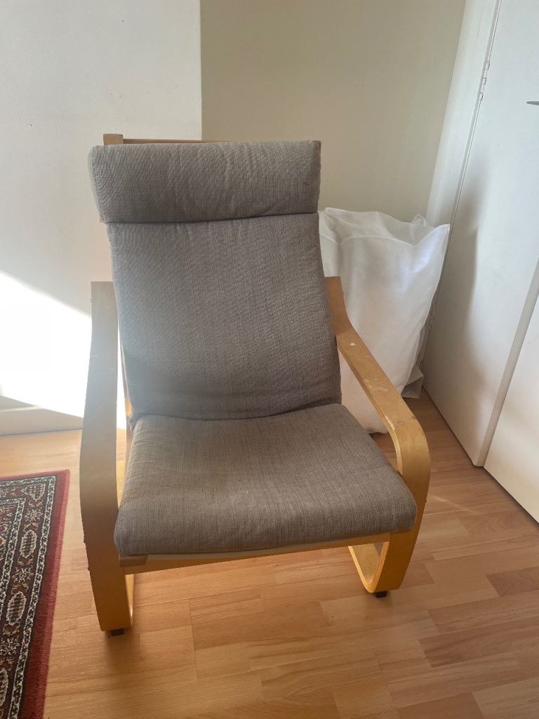 2 IKEA Poangs and 1 footstool 