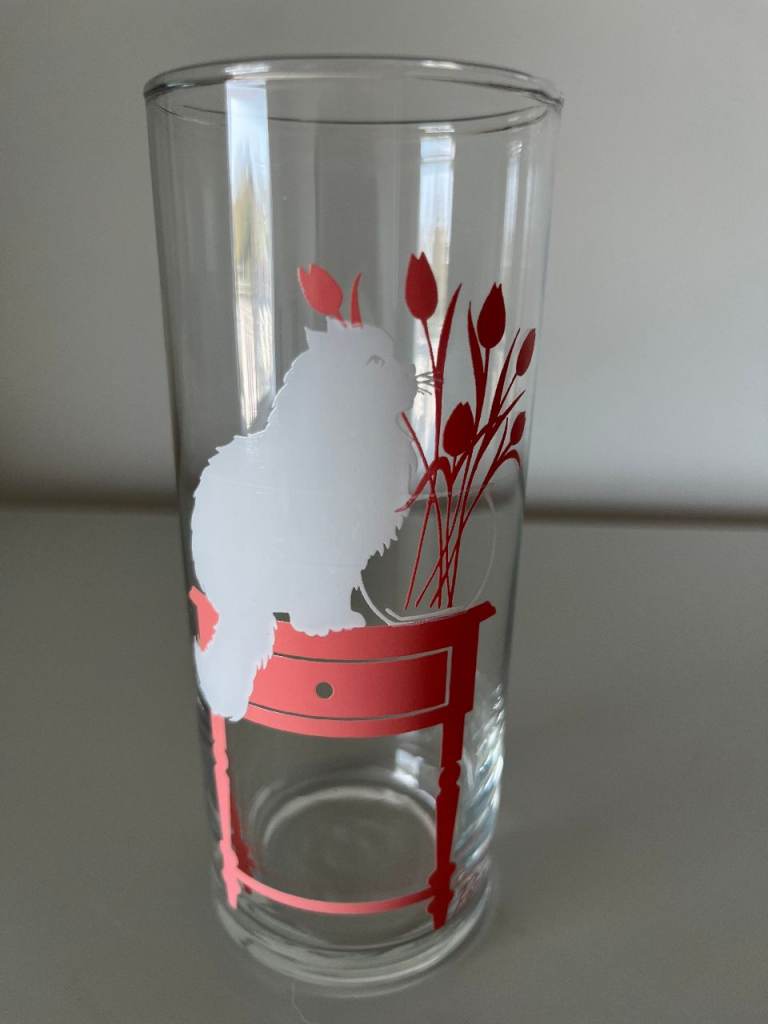 VINTAGE 1980'S PANACHE CAT GLASS TUMBLER