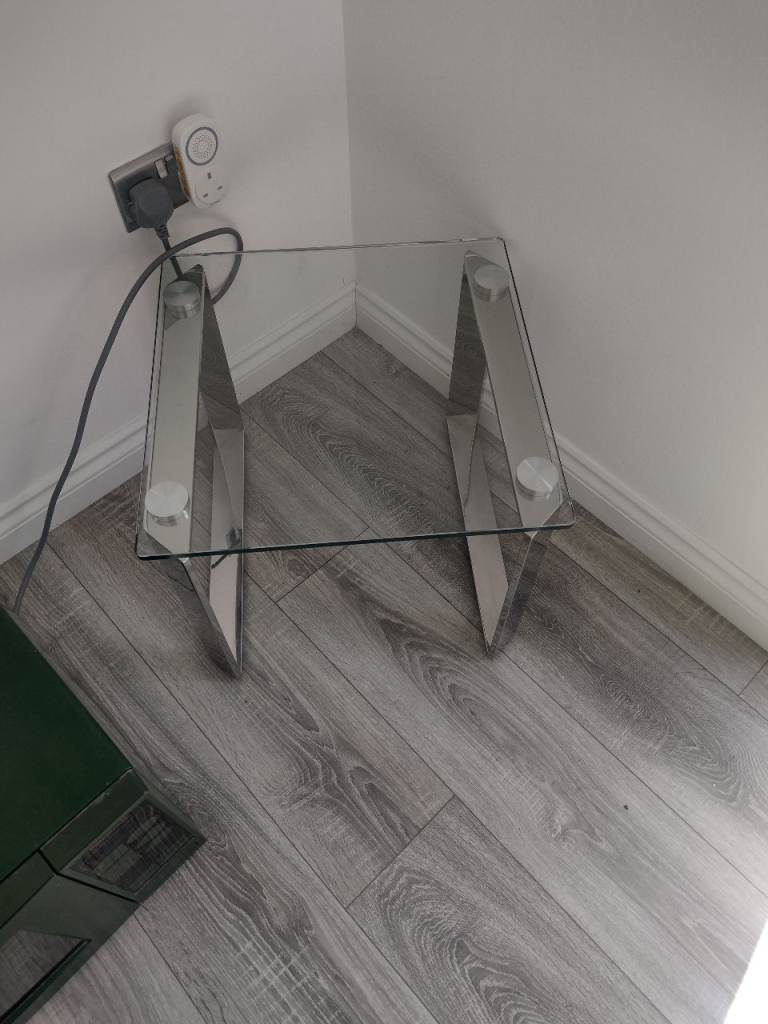 Glass and Chrome Side Table – Good Condition free to collect