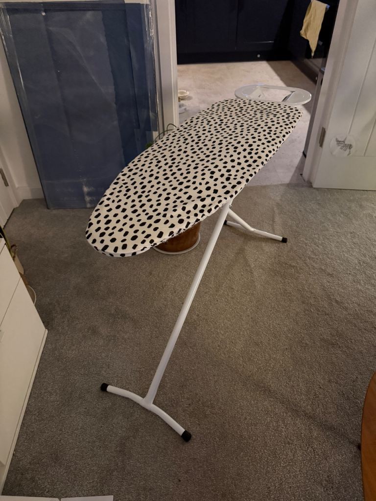 Ikea Ironing Board with Black and White Spotted Cover – Good Condition