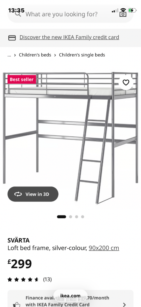 IKEA metal frame loft bed