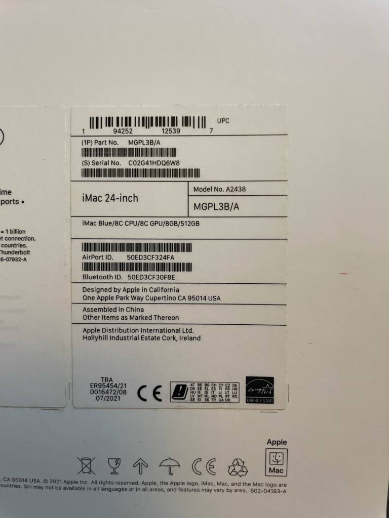 Excellent Apple iMac 24" (512GB SSD, M1, 8GB, 8-Core GPU) Blue