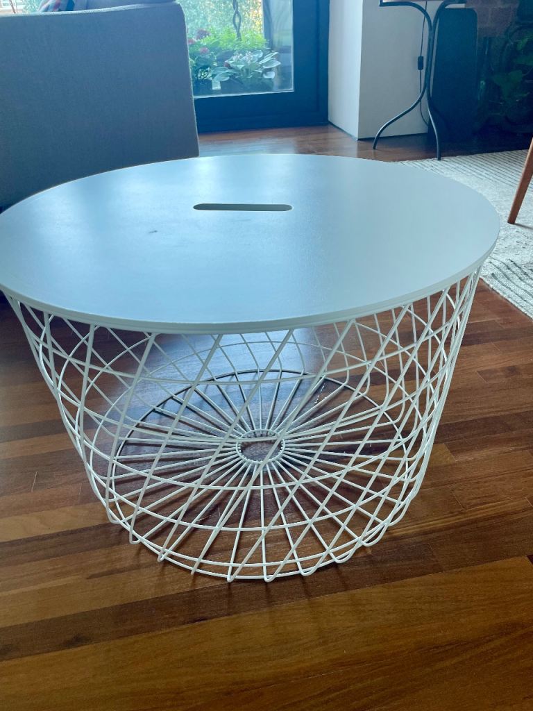 Modern Ikea White Round 60cm D Coffee Table – Good Condition