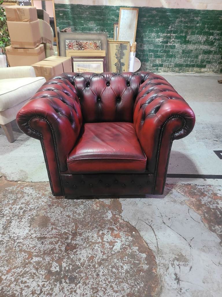 Vintage Style Red Leather Armchair – Good Condition