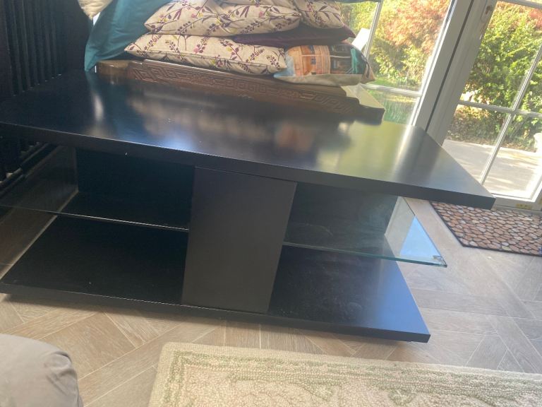 Black Wood and Glass unit.  Good Condition