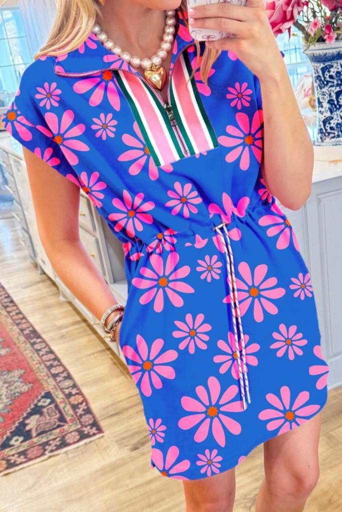 image for Floral Drawstring Summer Mini Dress