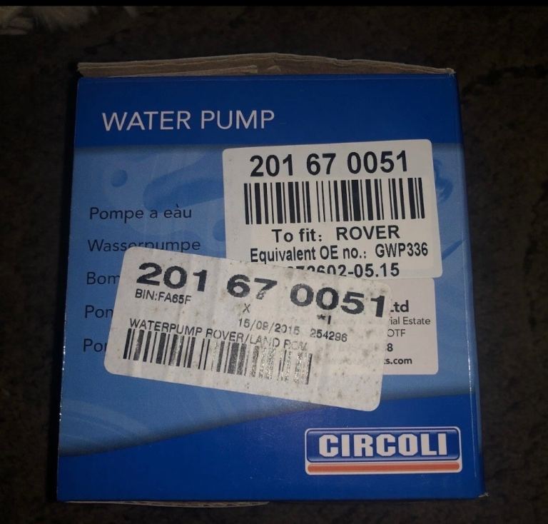 GENUINE CIRCOLI WATER PUMP ROVER 25 METRO 100 200 1.4 GWP336 BNIB Nos Old School