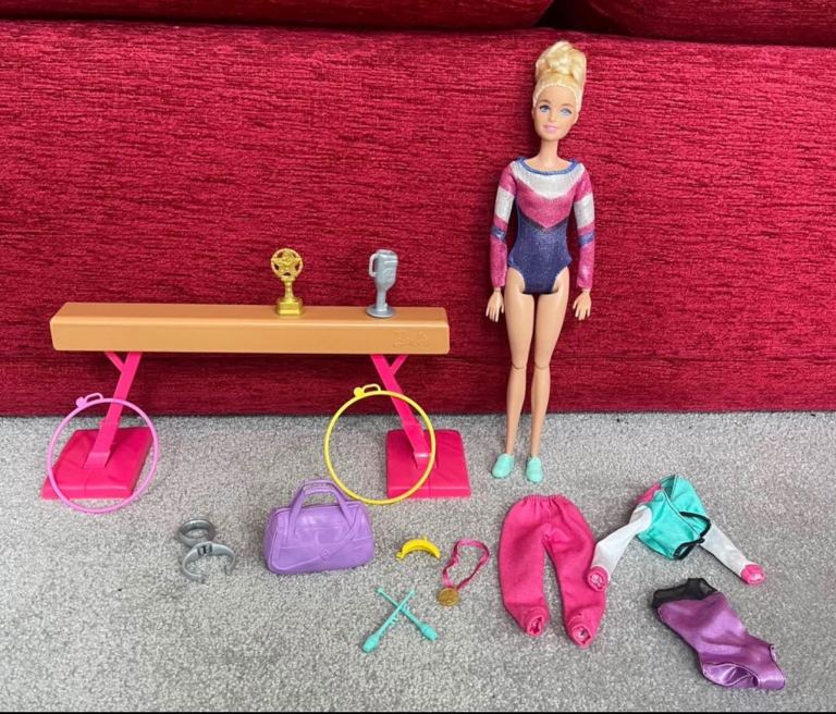 Barbie Gymnast Doll Set with Accessories – Good Condition