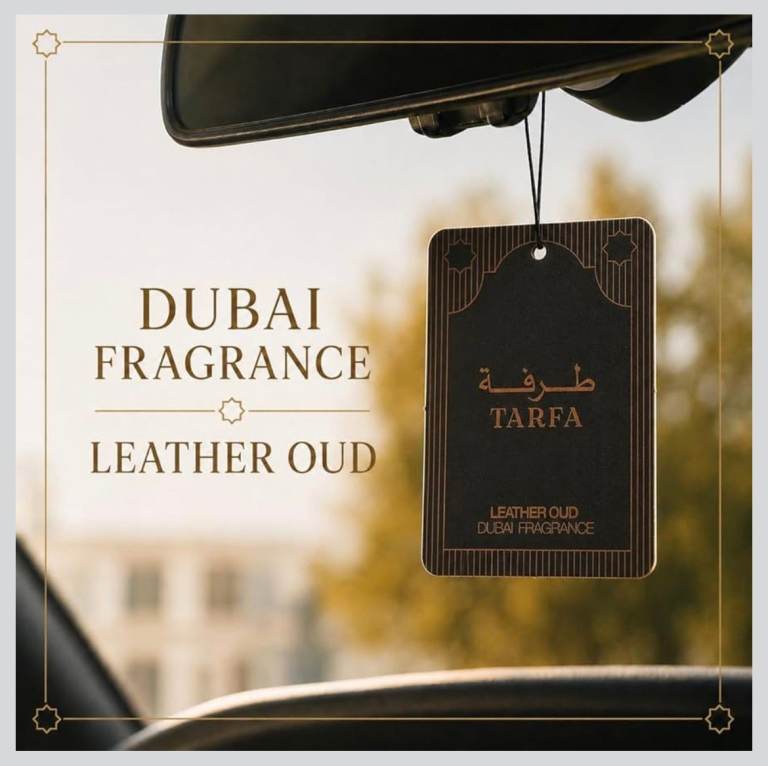 Tarfa Leather Oud Dubai Fragrance Car Air Freshener Hanging Card, Sealed