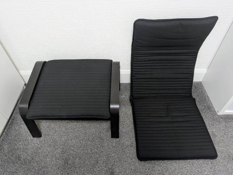 IKEA POÄNG Knisa Black Armchair Cushion & POÄNG Black Footstool/Cushion / RRP £60 *Now £12*