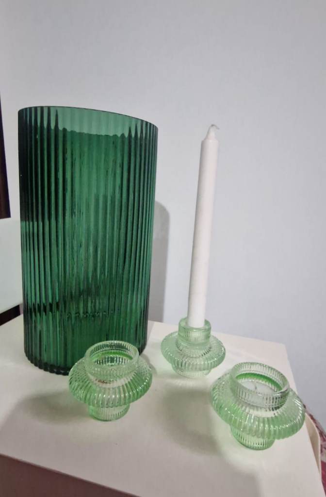 Home deco big vase with 3 canlde holders