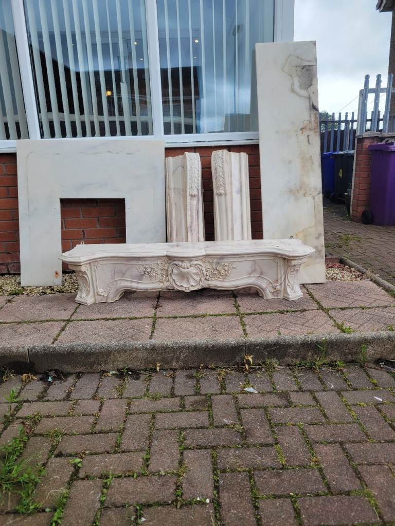 Cream Stone Fire Surround Pieces – Ornate Design