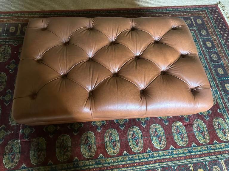 Vintage Buttoned Medium Leather Stool – £250 ONO