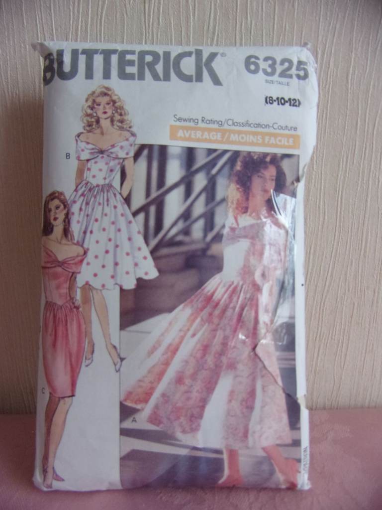 Butterick sewing pattern 6325 vintage 50's dress 1988 sizes 8-12