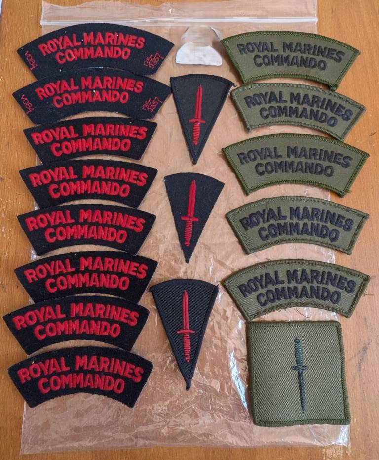 Job Lot Collection Royal Marines RM Commando Insignia + 4 x Patches Dagger