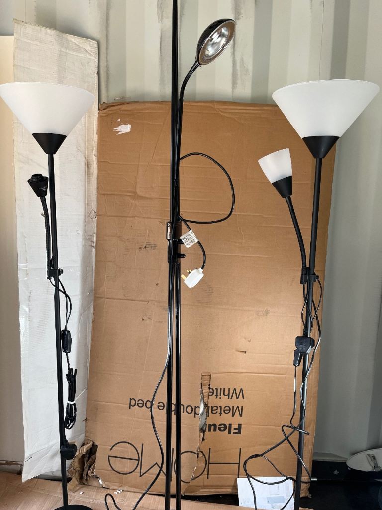 Black Floor Lamps – Set of 3, Good Condition
