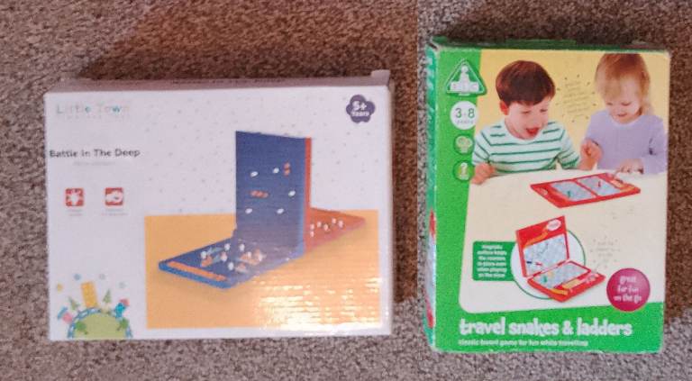 Kids Travel Games - Battle in the Deep (Battleships) and Snakes & Ladders - £2 each or both for £3