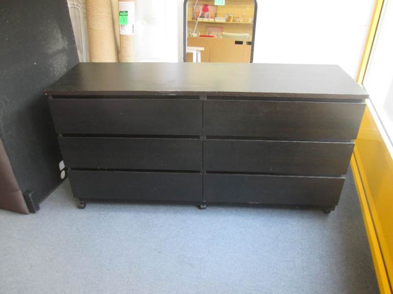 IKEA BLACK 6-DRAWER UNIT (TOP MINOR SCRATCHES) at HAVEN TRUST CHARITY SHOP