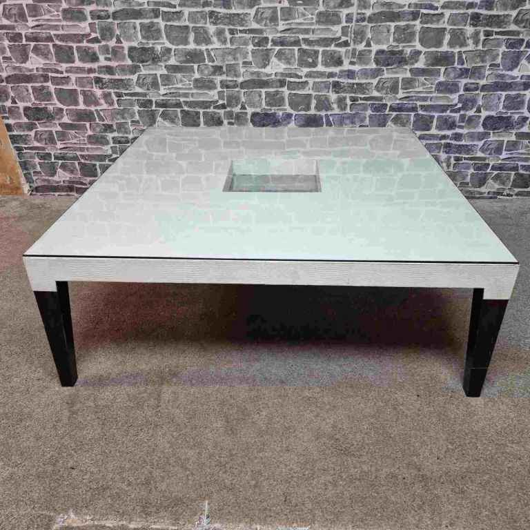 Lizard Skin Coffee Table With Glass Top