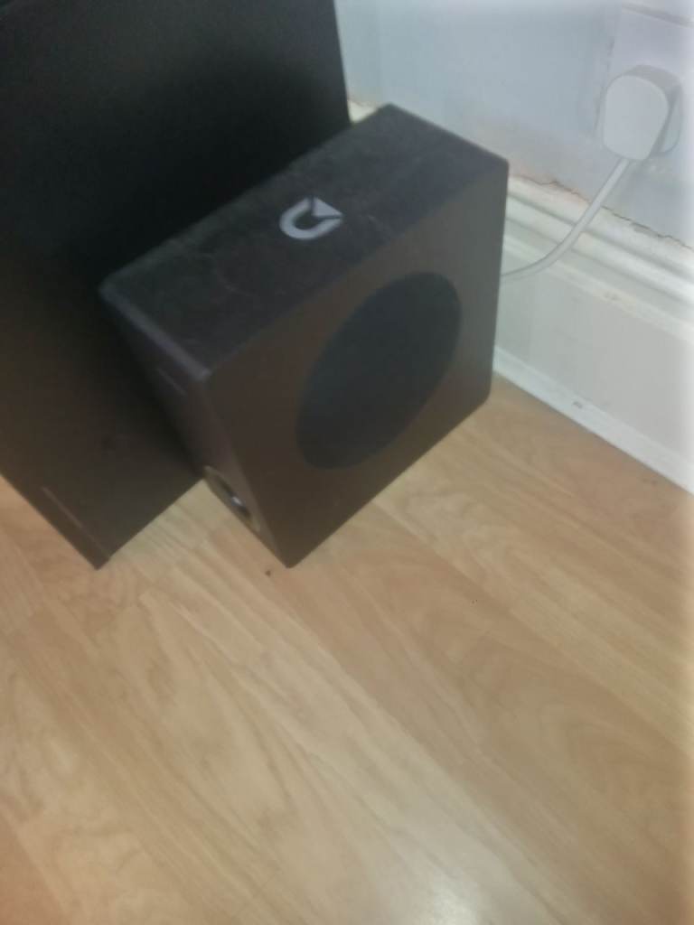 Good Condition Black Soundbar with Subwoofer for Audio Setups