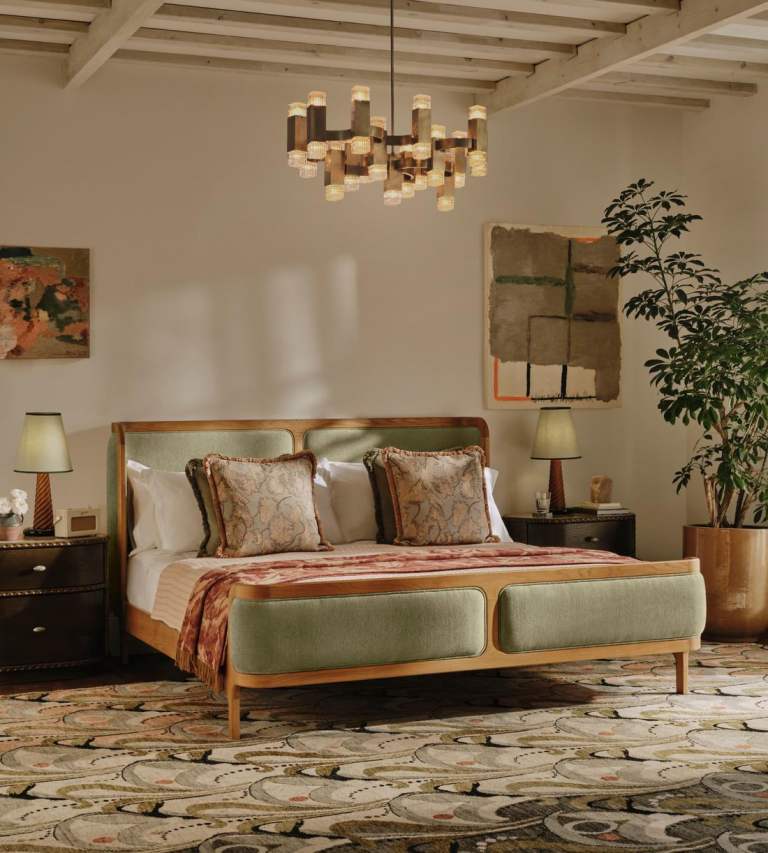 Soho Home Belsa Bed, Light Oak, Linen Chenille, Sage wanted